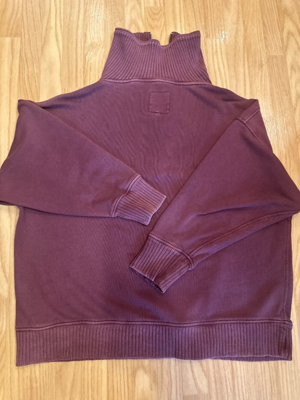 Aerie Oversized Half Zip Sweatshirt XL Burgundy Funnel Neck - Picture 3 of 7